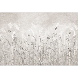Scandinavisch design wilde bloemenweide met vlinders Fotobehang - Ms Tiff 