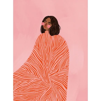 Fototapete Frau mit orangefarbener Decke - Müller 