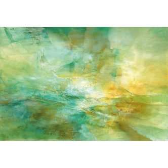 Abstrakt horisontfototapet i limegrönt - Schmucker 