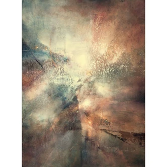 Fototapete Abstrakter Nebel im Goldlicht | Kunst Tapete fürs Wohnzimmer - Schmucker 