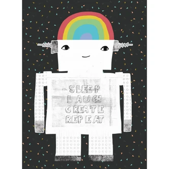 Fototapete, Kinderzimmer Tapete Regenbogen-Roboter Sleep Laugh Create - Treechild 