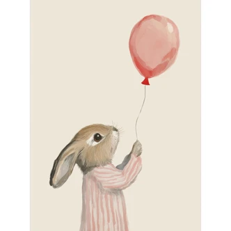 Fototapete Süßer Hase mit Luftballon | Kinderzimmer Tapete - Treechild 