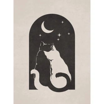 Due gatti al chiaro di luna - Fotomurale per la camera da letto - Tunaboylu 