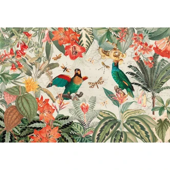 Papel pintado Selva exótica con loros - UN Designs 