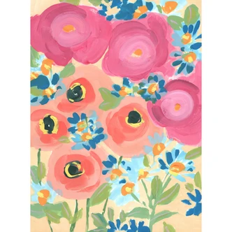 Fototapete Zwara - Illustrierte Rosen und Korallenanemonen 