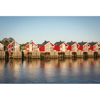 Fototapete Ferienhäuser am Meer - 384x260 cm 