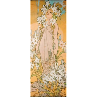 Fototapete Mucha - Die Lilie - 96x260 cm 