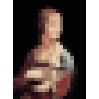 Fototapete Pixelart - da Vinci - Die Dame mit dem Hermelin - 192x260 cm 
