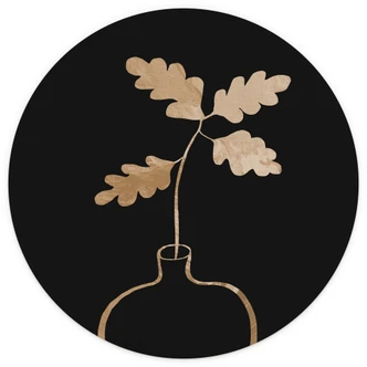 Behangcirkel 1X Studio - Gouden Bloemen in een Vaas - Abstract - vliesbehang/zelfklevend vliesbehang 