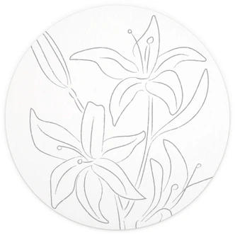 Fototapete 1X Studio - Line Art Floral - Minimalistische Blumen - Rund - Selbstklebend/Vlies 