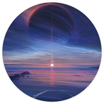 Fototapete Landschaft mit Erde und Galaxie - Rund - Aenami - Selbstklebend/Vlies 