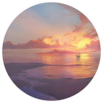 Aerroscape - Atardecer en el mar - fotomural redondo - Papel pintado autoadhesivo/no tejido 