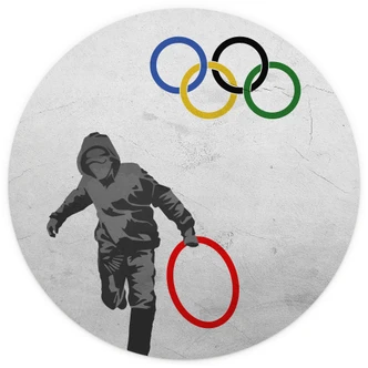 Round wall mural Banksy - Olympics - non self-adhesive/self-adhesive wallpapers Round wall mural Banksy - Olympics - non self-adhesive/self-adhesive wallpapers