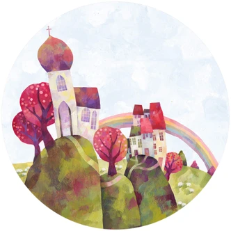 Fototapet - Rundt Blanz - The Village Church - vliesetapet/selvklæbende non-woven tapet 