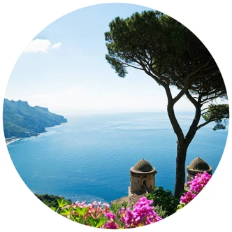 Round wall mural the Amalfi Coast - non self-adhesive/self-adhesive wallpapers 