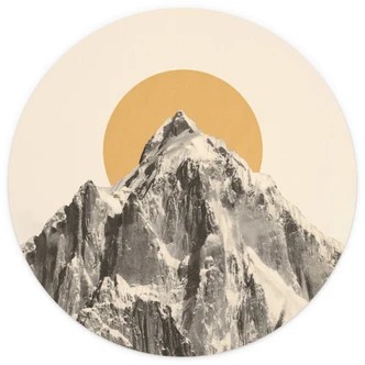 Fototapete Sonne hinter Berg - Bodart - Rund - Selbstklebend/Vlies 