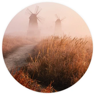 Fototapete Eom - Nebliger Morgen - Rund - Selbstklebend/Vlies 