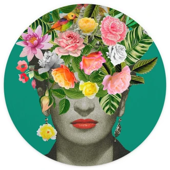 Fototapete Frida Floral Studio - Portrait Frida - Rund - Selbstklebend/Vlies 