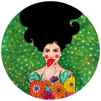 Round wall mural Hülya - the Red Apple - non self-adhesive/self-adhesive wallpapers 