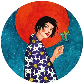 Round wall mural Hülya - Leaving it Behind - non self-adhesive/self-adhesive wallpapers 