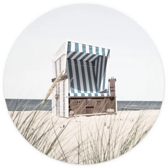 Fototapete Strandkorb an der Ostsee - Rund - Selbstklebend/Vlies 