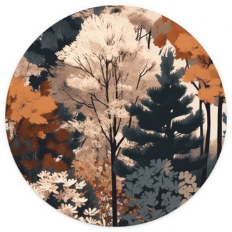 Fototapete  Bunter Herbstwald - Jaszke - Rund - Selbstklebend/Vlies 