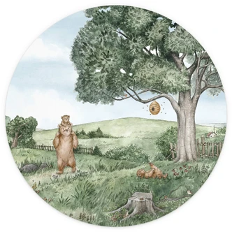 Kinderzimmer Fototapete Kikki Belle - Bären und Bienen - Rund - Selbstklebend/Vlies Kinderzimmer Fototapete Kikki Belle - Bären und Bienen - Rund - Selbstklebend/Vlies