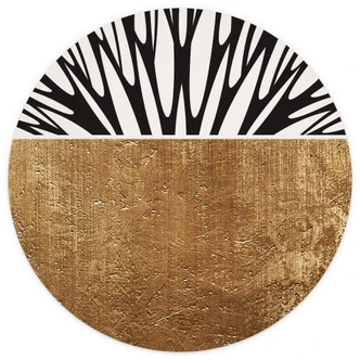 Fototapet - Rundt Kubistika - Livets træ - guld - vliesetapet/selvklæbende non-woven tapet Fototapet - Rundt Kubistika - Livets træ - guld - vliesetapet/selvklæbende non-woven tapet