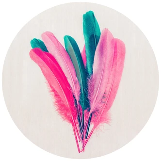 Fototapete Kubistika - Feder Bouquet - Rund - Selbstklebend/Vlies 