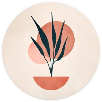 Fototapet - Rundt Kubistika - Abstract Plants - vliesetapet/selvklæbende non-woven tapet Fototapet - Rundt Kubistika - Abstract Plants - vliesetapet/selvklæbende non-woven tapet