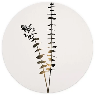 Fototapet - Rundt Kubistika - Sort og guld Eucalyptus - vliesetapet/selvklæbende non-woven tapet 