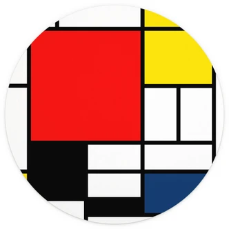 Round wall mural Mondriaan - Red, Yellow, Blue and Black - non self-adhesive/self-adhesive wallpapers 