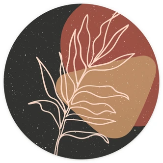 Fototapete NKTN - Blattkonturen - Rund - Selbstklebend/Vlies Fototapete NKTN - Blattkonturen - Rund - Selbstklebend/Vlies