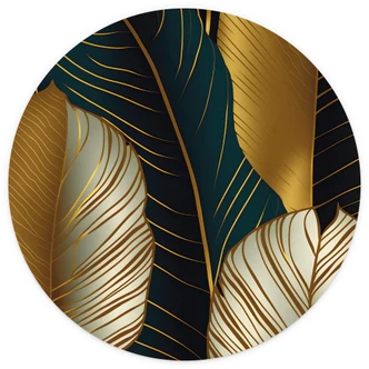 Fototapete Goldfarbene Palmenblätter Abstrakt - Rund - Selbstklebend/Vlies 
