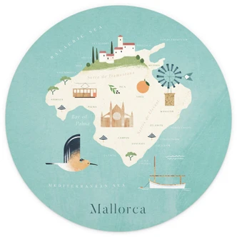 Round wall mural Rivers - Mallorca - non self-adhesive/self-adhesive wallpapers 