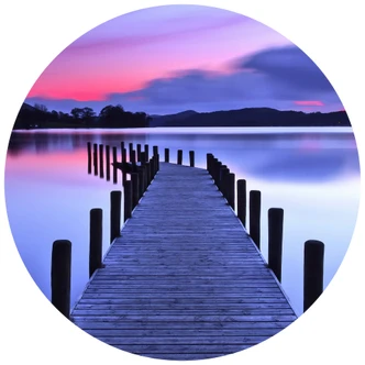 Round wall mural Sunset at the Lake - non self-adhesive/self-adhesive wallpapers 