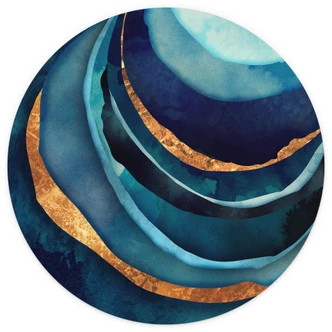 Fototapete SpaceFrog Designs - Blau und Gold - Rund - Selbstklebend/Vlies 