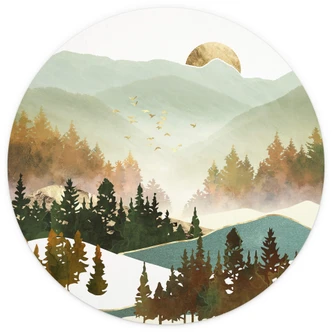 Fototapet SpaceFrog Designs - Höstmorgon - Rund - non-woven tapet/självhäftande non-woven tapet 