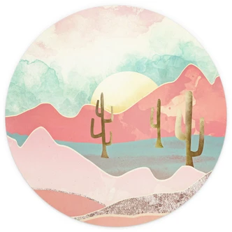 Fototapete SpaceFrog Designs - Wüstenberge - Rund - Selbstklebend/Vlies 