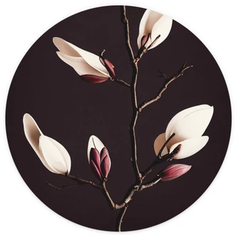 Noble magnolia blomma tapet - blommig fototapet rund - Treechild - non-woven tapet/självhäftande non-woven tapet 