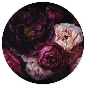 Behangcirkel Boeket bloemen met pioenen - UN Designs - vliesbehang/zelfklevend vliesbehang 