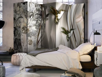 Paravent, Raumteiler freistehend, Trennwand - Kristallquelle , 5-teilig - 225x172 cm 