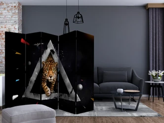 Paravent, Raumteiler freistehend, Trennwand - Wilde Vision der Zukunft (schwarz) , 5-teilig - 225x172 cm 