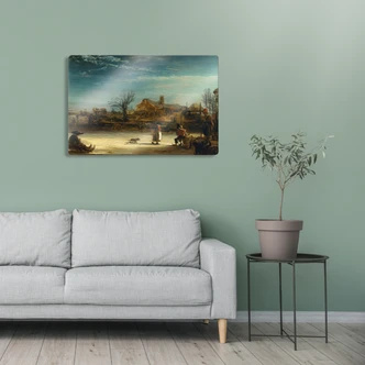 Tableau en verre - Rembrandt - Paysage d'hiver 