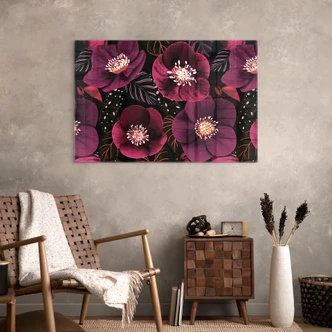 Tableau en verre Floraison dans les tons pourpres - Anis Illustration 