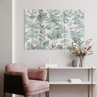 Glasbild Dschungelblätter Aquarell Creme - Bloomery Decor 