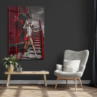 Glasbild Bolgov - Model Weiss Rot 