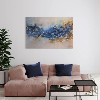 Tableau verre Interaction bleu-doré - Fedrau 