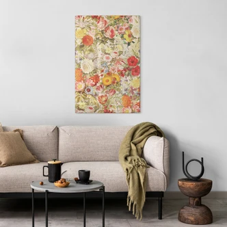 Glasbild Farbenfrohe Blumencollage - Frida Floral Studio 