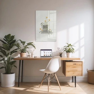 Glasbild Vintage Botanik-Computer - Frida Floral Studio 